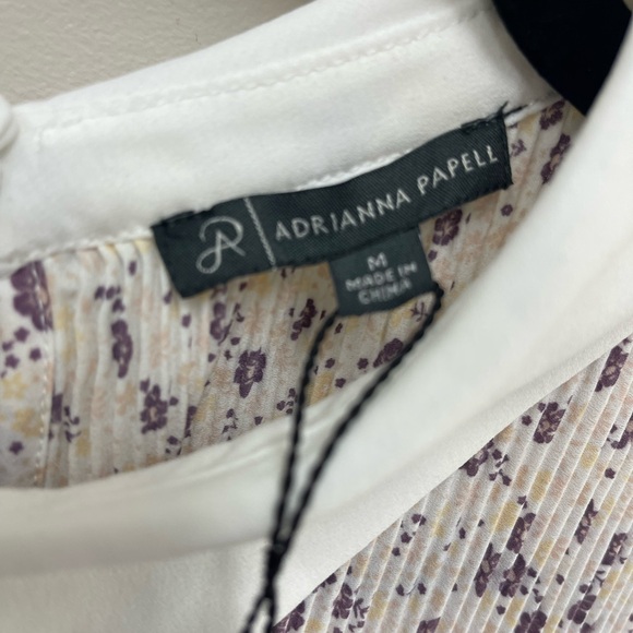 Adrianna Papell Purple Floral Blouse with White Collar - Picture 2 of 6